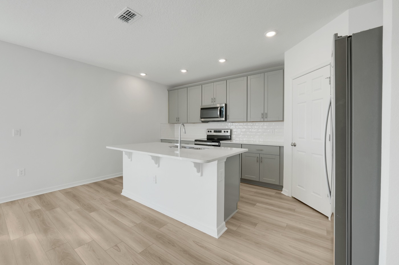 Kitchen island and dining area